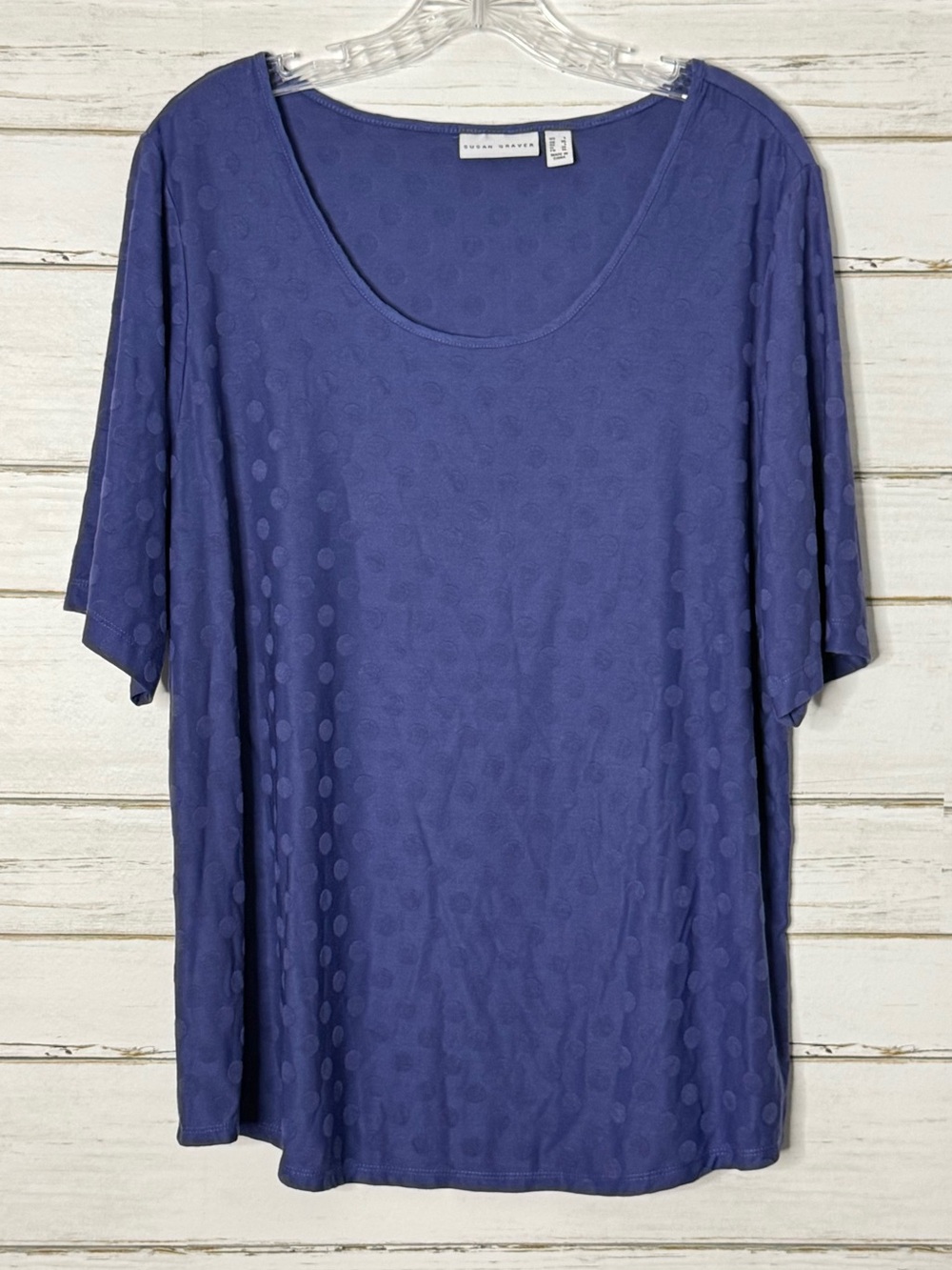 Susan Graver Tonal Polka Dot Scoop Neck Tunic Top Purple Size Large